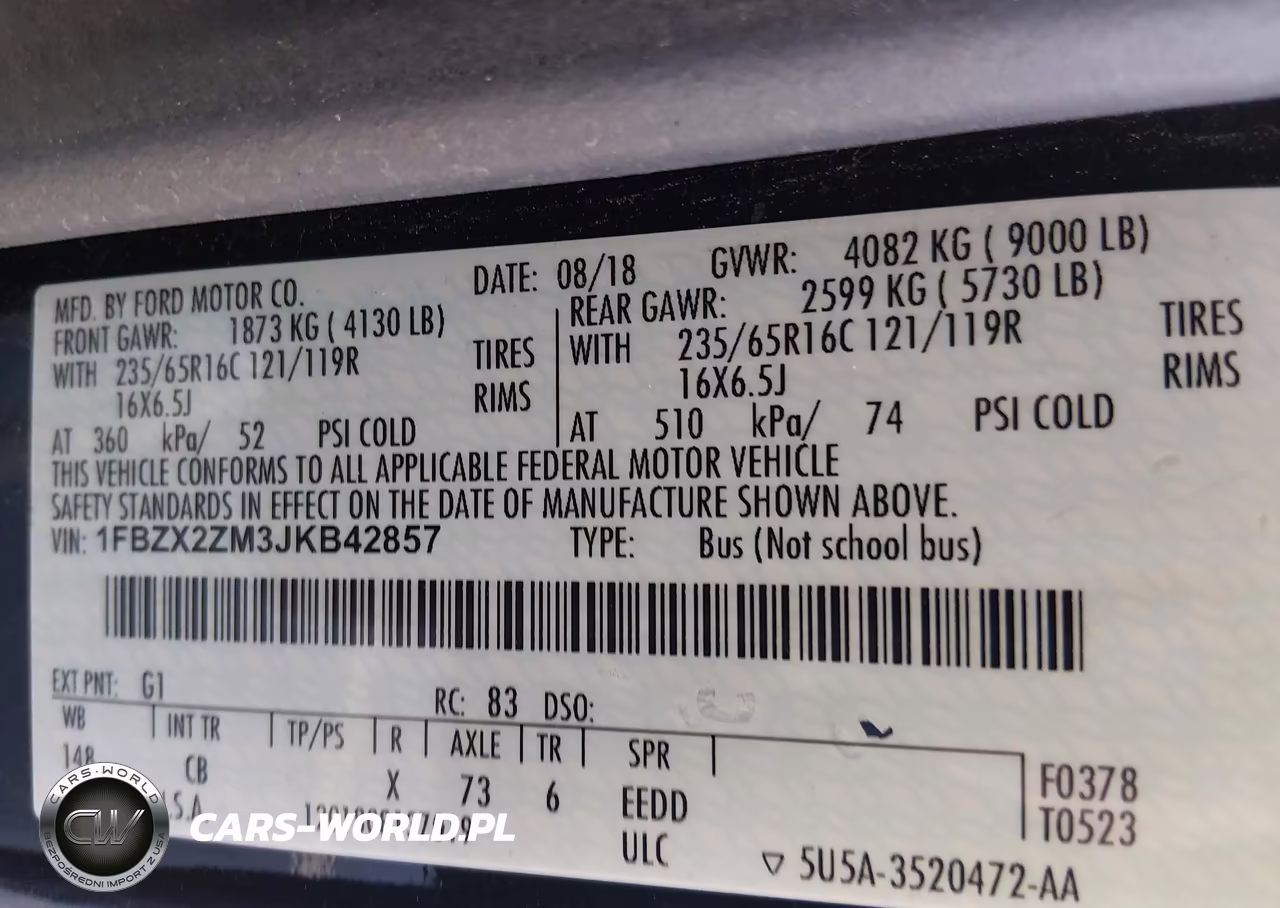 2018 Ford Transit-350 Xl VIN:1FBZX2ZM3JKB42857 - 9