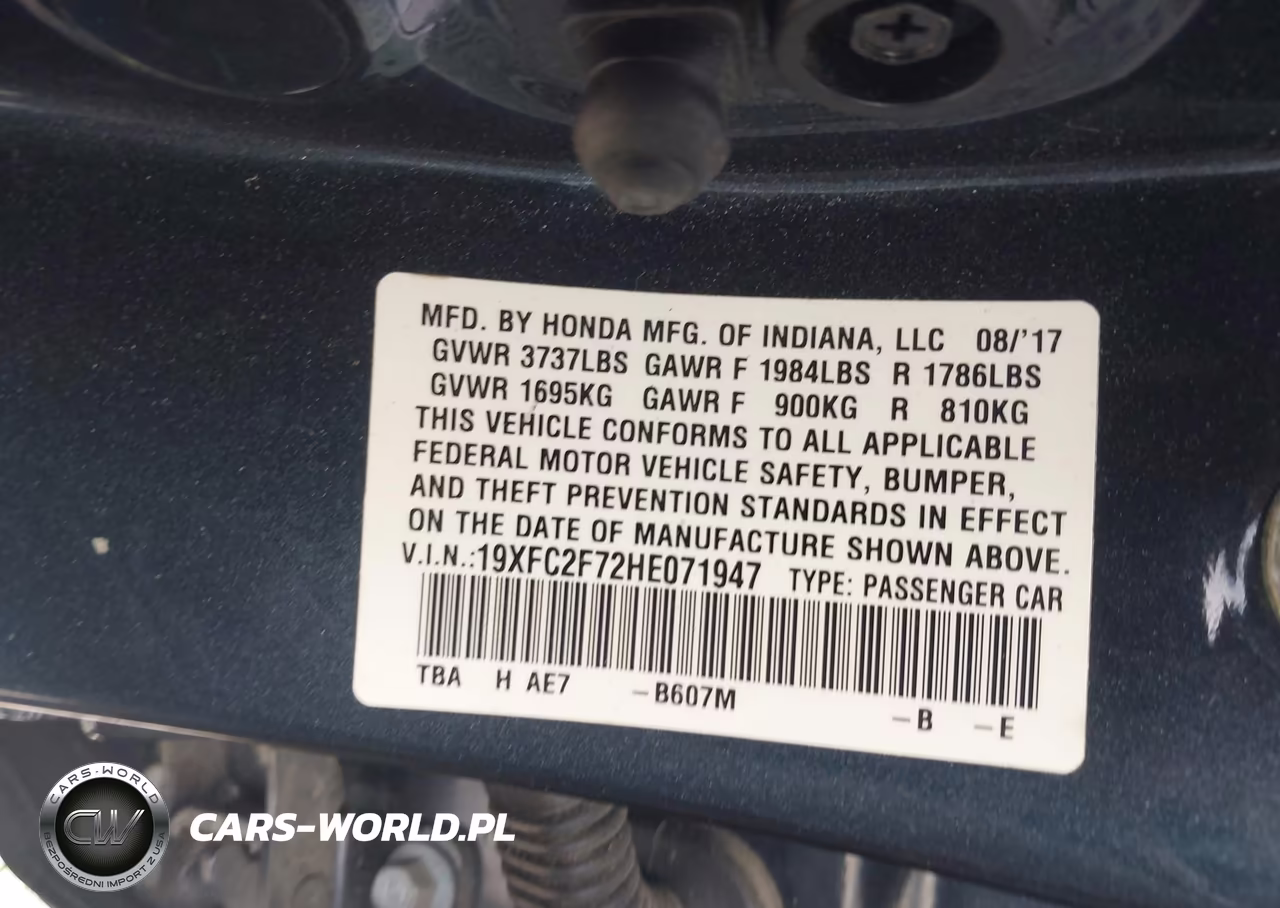 2017 Honda Civic Ex VIN:19XFC2F72HE071947 - 9