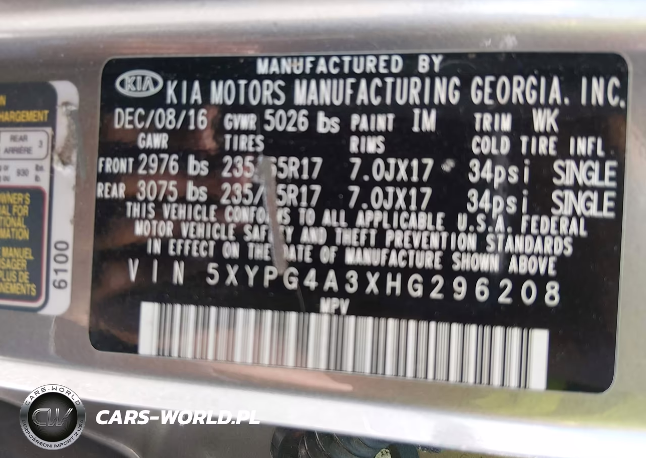 2017 Kia Sorento 2.4L Lx VIN:5XYPG4A3XHG296208 - 9