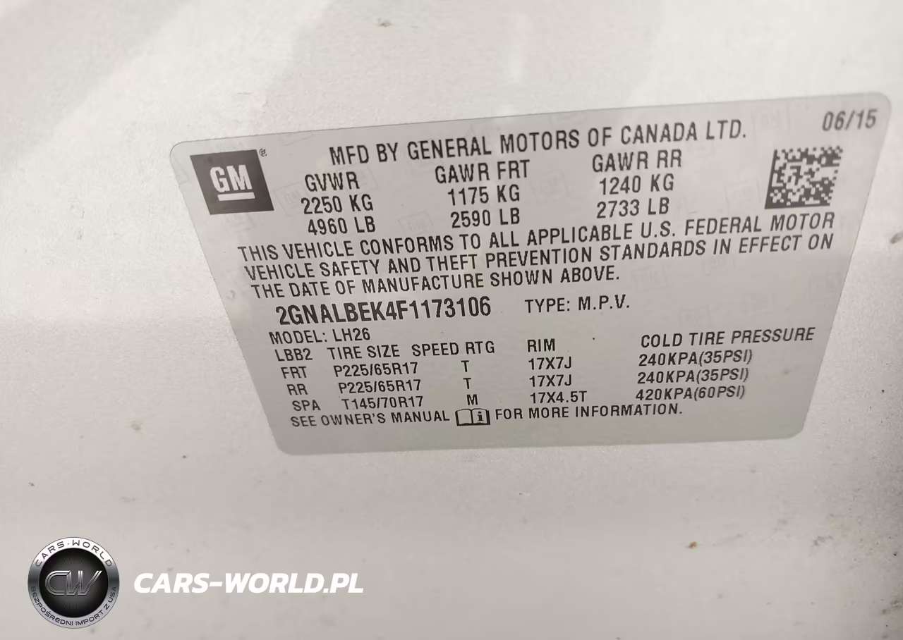 2015 Chevrolet Equinox Lt VIN:2GNALBEK4F1173106 - 9