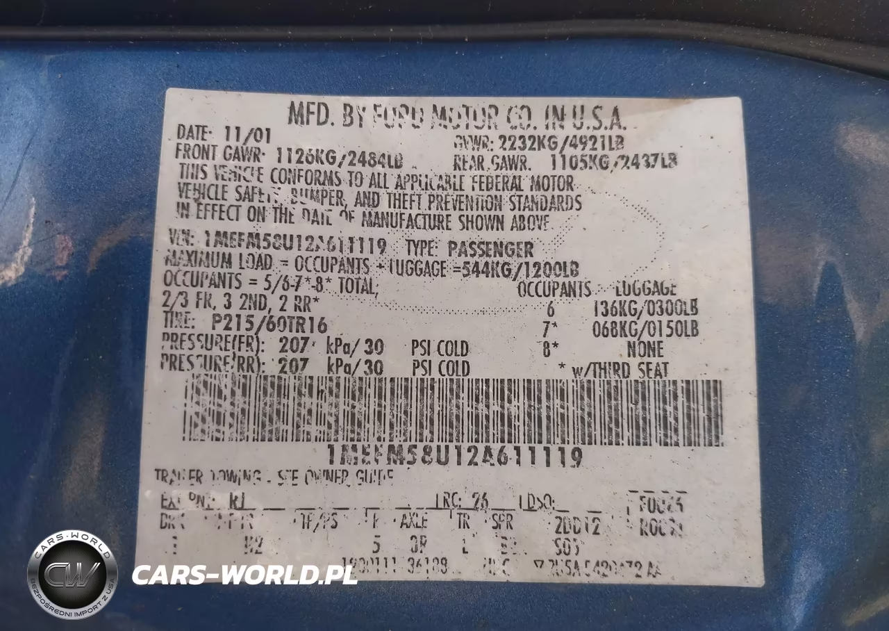 2002 Mercury Sable Gs VIN:1MEFM58U12A611119 - 9
