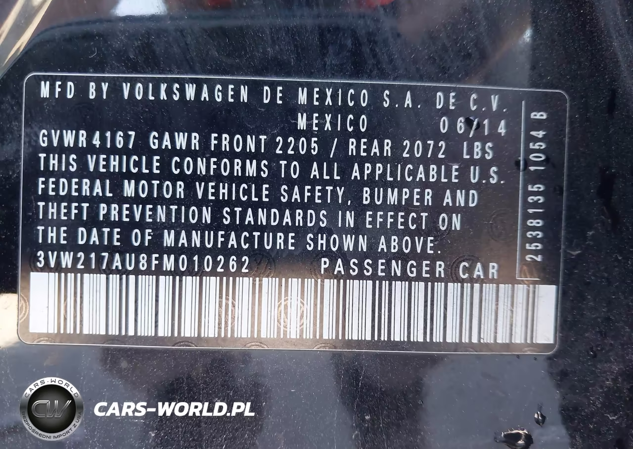 2015 Volkswagen Golf Tsi S 4-Door VIN:3VW217AU8FM010262 - 18