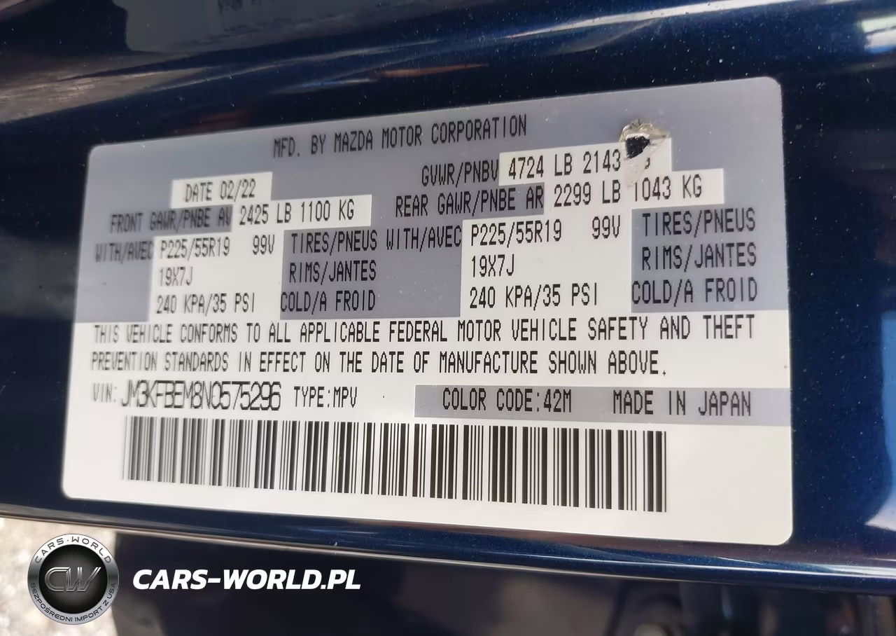 2022 Mazda Cx-5 2.5 S Premium Plus VIN:JM3KFBEM8N0575296 - 9