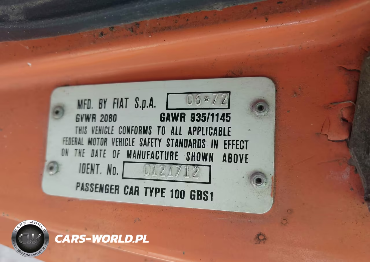 1972 Fiat 850 VIN:100GBS10121712 - 9