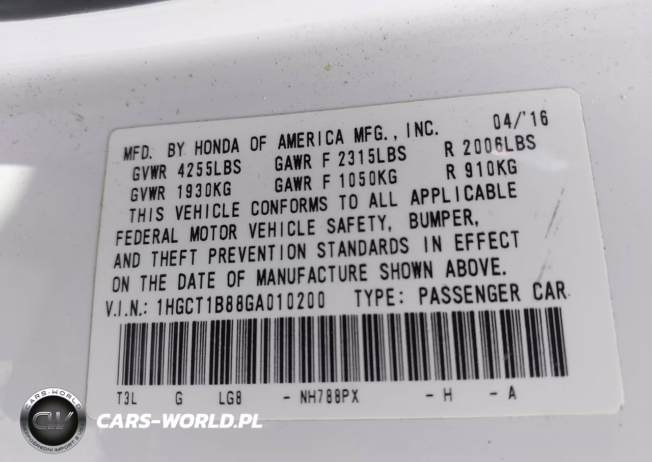 2016 Honda Accord Ex-L VIN:1HGCT1B88GA010200 - 9