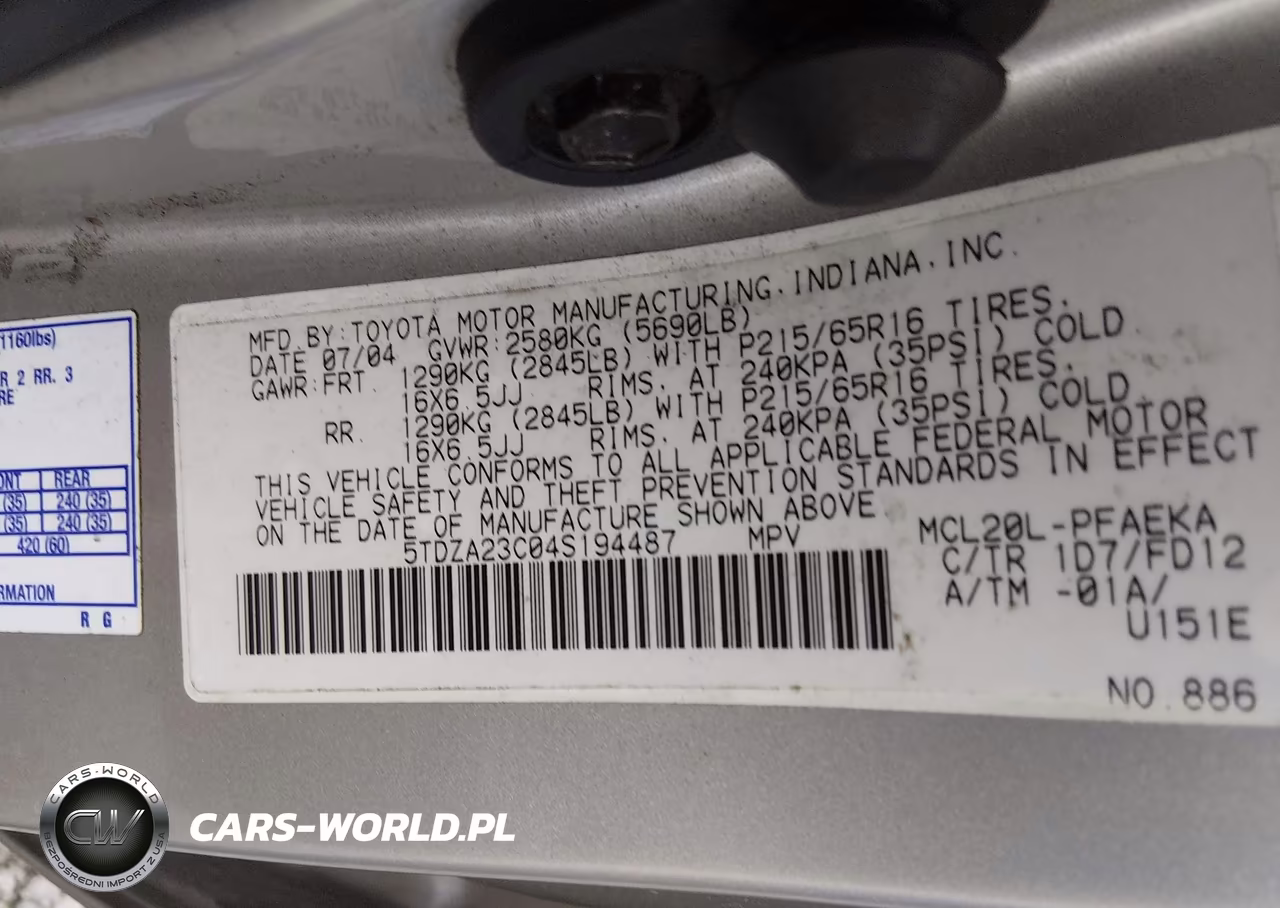 2004 Toyota Sienna Ce VIN:5TDZA23C04S194487 - 9
