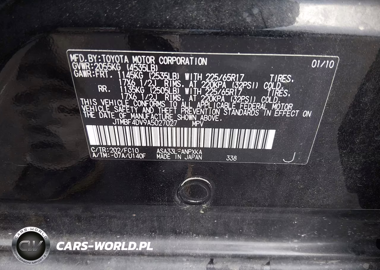 2010 Toyota Rav4 VIN:JTMBF4DV9A5027027 - 9