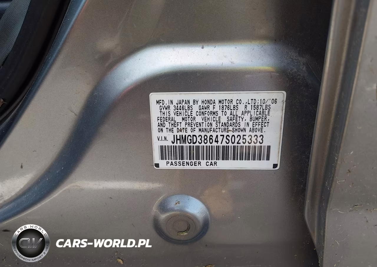 2007 Honda Fit S VIN:JHMGD38647S025333 - 9