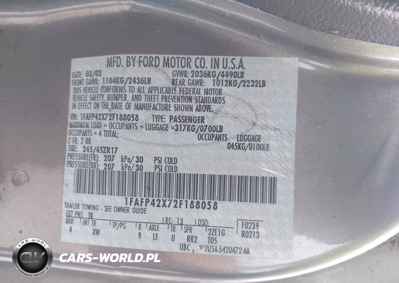 2002 Ford Mustang VIN:1FAFP42X72F188058 - 9