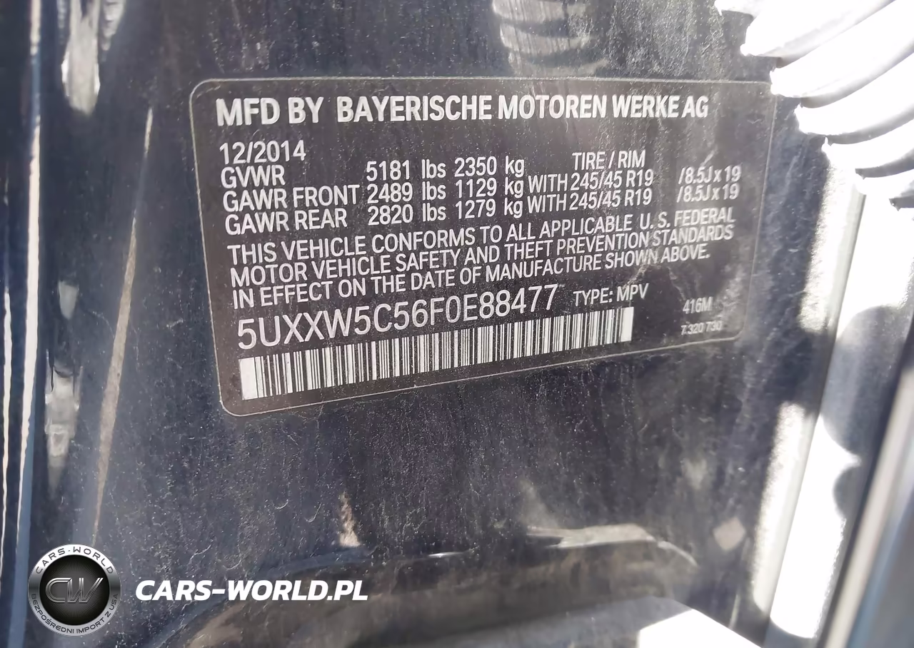 2015 BMW X4 xDrive35I VIN:5UXXW5C56F0E88477 - 9