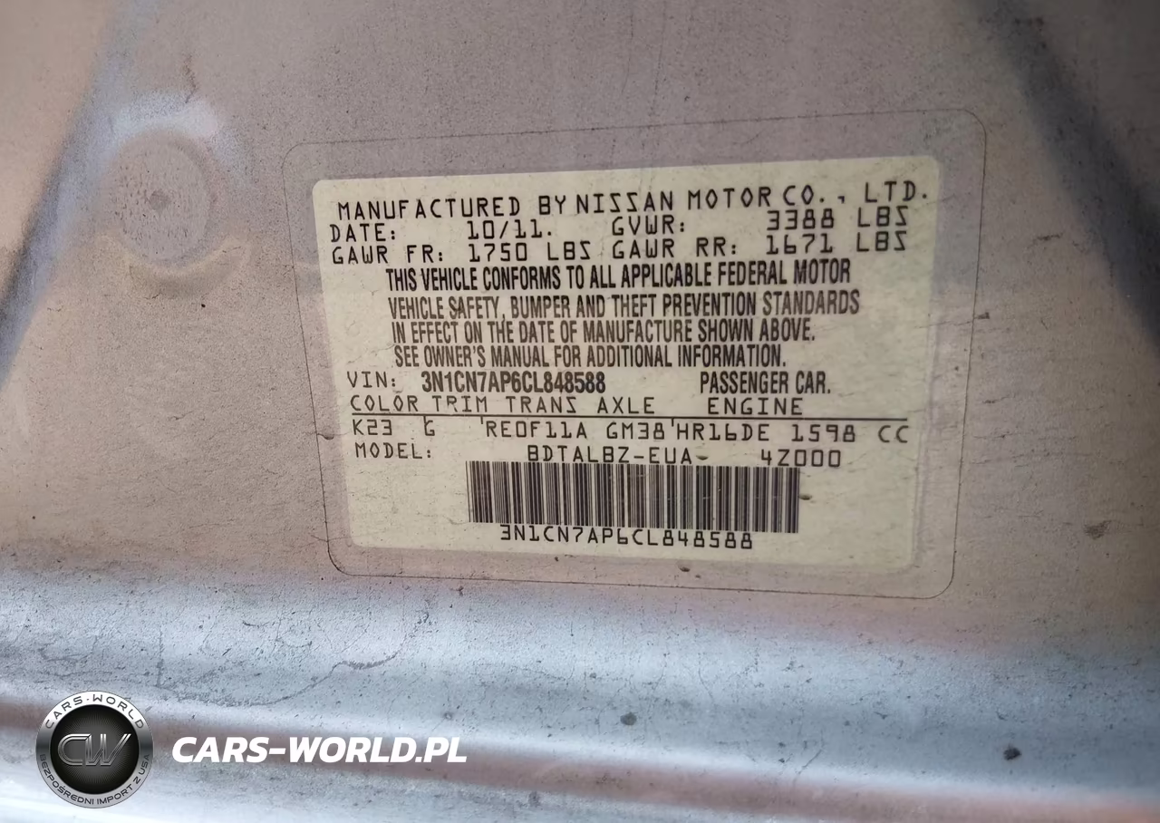 2012 Nissan Versa 1.6 Sv VIN:3N1CN7AP6CL848588 - 9