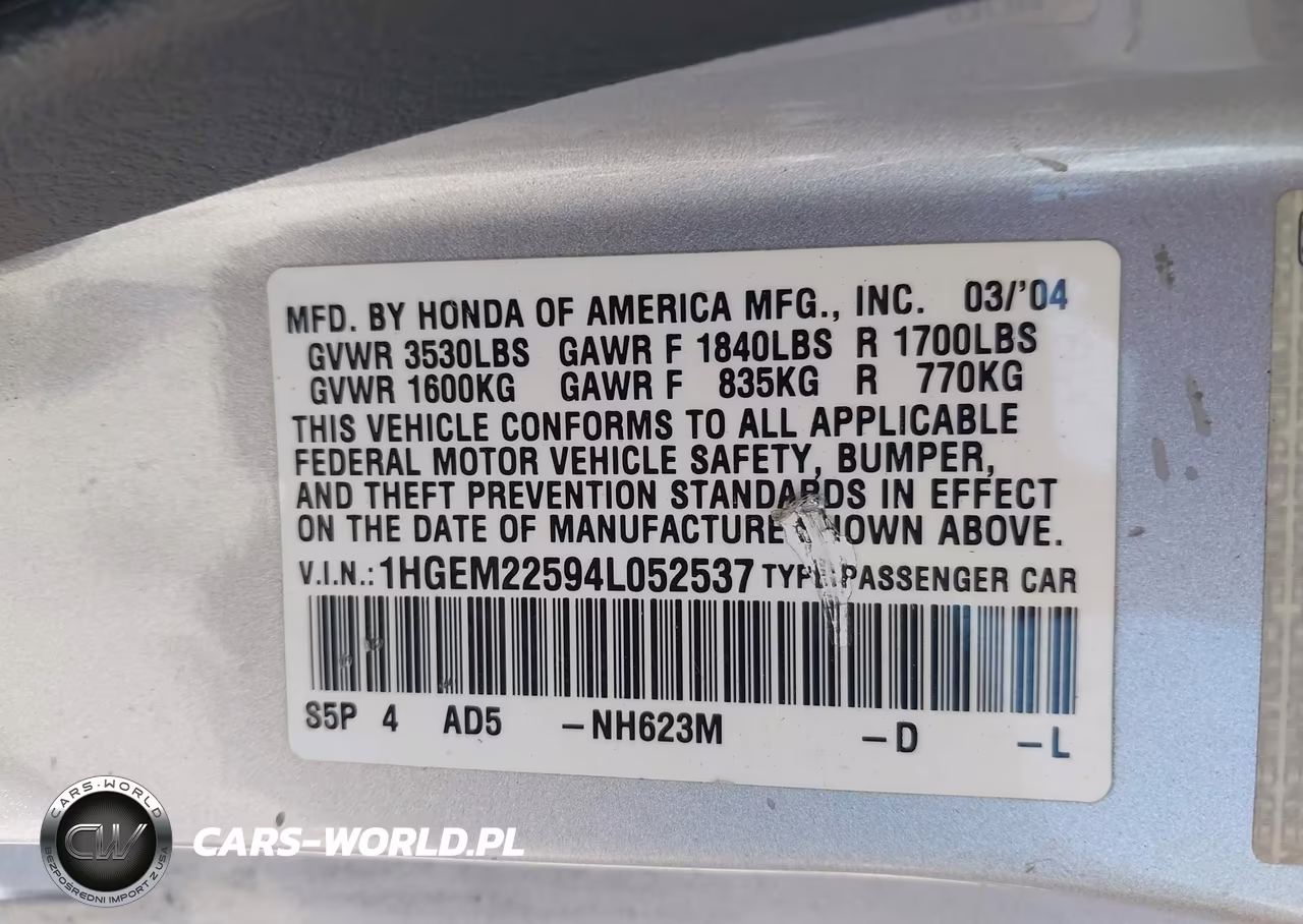 2004 Honda Civic Lx VIN:1HGEM22594L052537 - 9