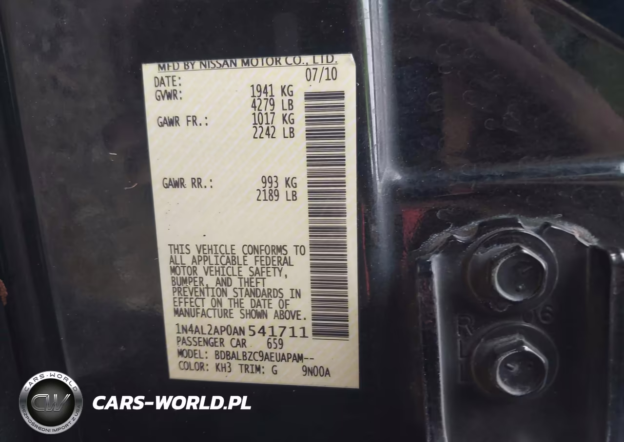 2010 Nissan Altima 2.5 S VIN:1N4AL2AP0AN541711 - 9