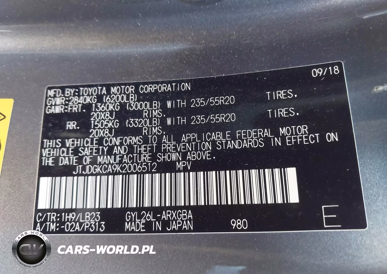 2019 Lexus Rx 450Hl Premium VIN:JTJDGKCA9K2006512 - 9