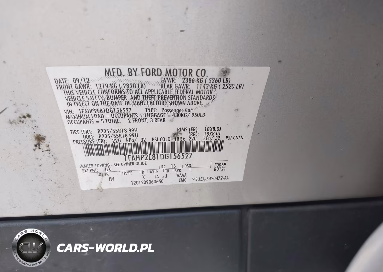 2013 Ford Taurus Sel VIN:1FAHP2E81DG156527 - 9