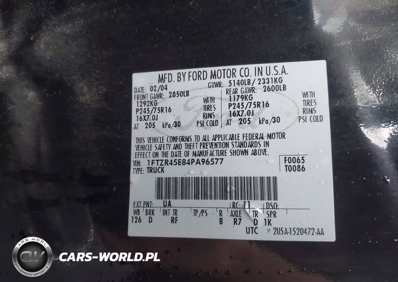2004 Ford Ranger Edge-Tremor-Xlt VIN:1FTZR45E84PA96577 - 9