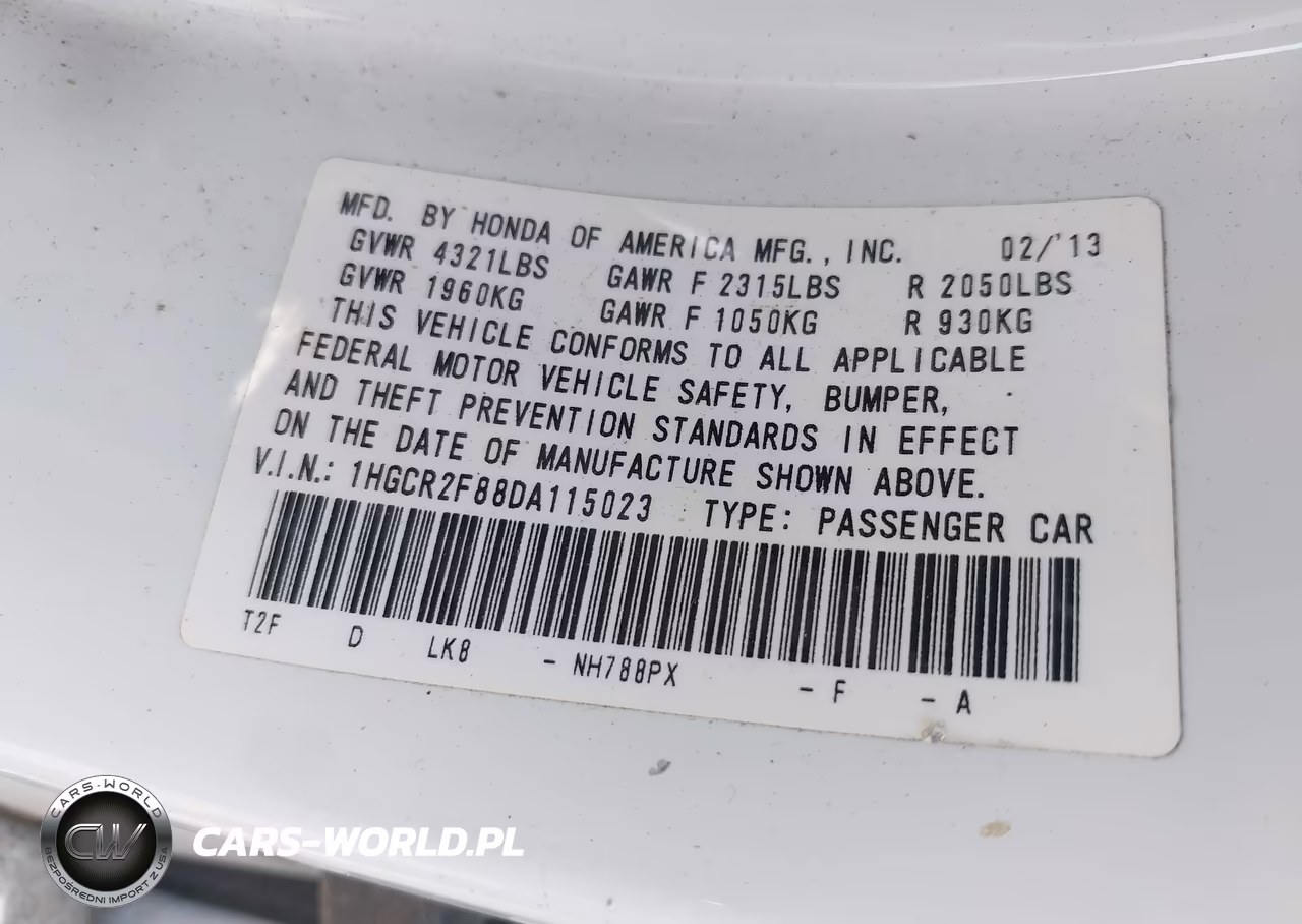 2013 Honda Accord Ex-L VIN:1HGCR2F88DA115023 - 9