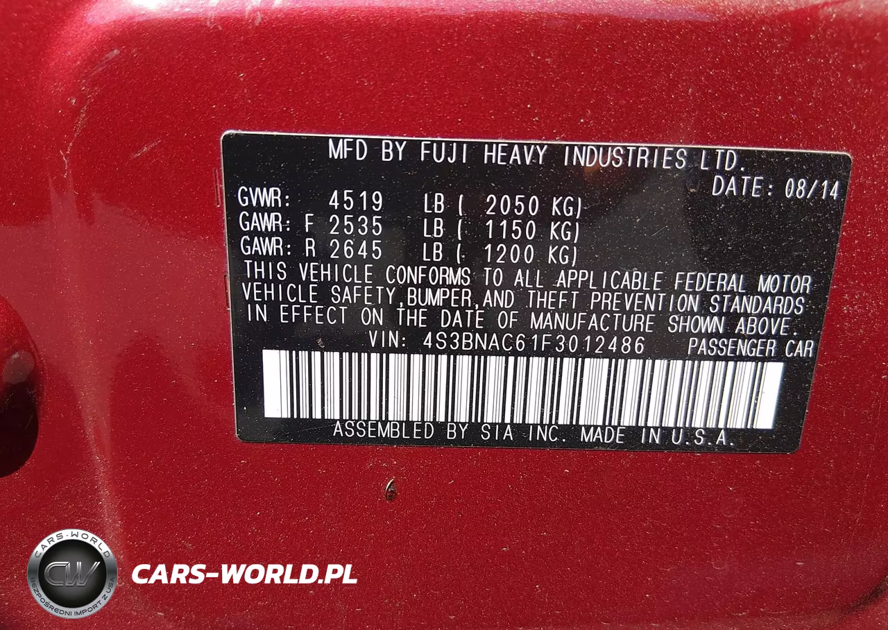 2015 Subaru Legacy 2.5I Premium VIN:4S3BNAC61F3012486 - 9