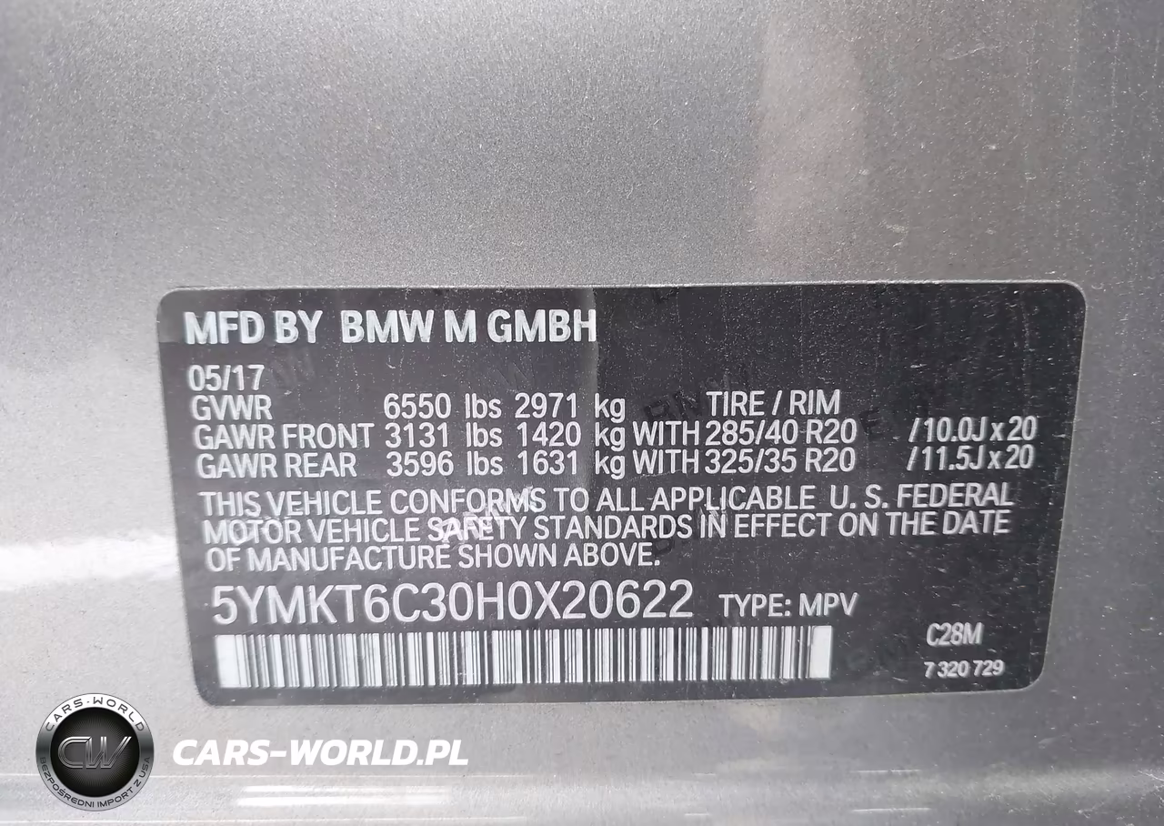 2017 BMW X5 M VIN:5YMKT6C30H0X20622 - 9