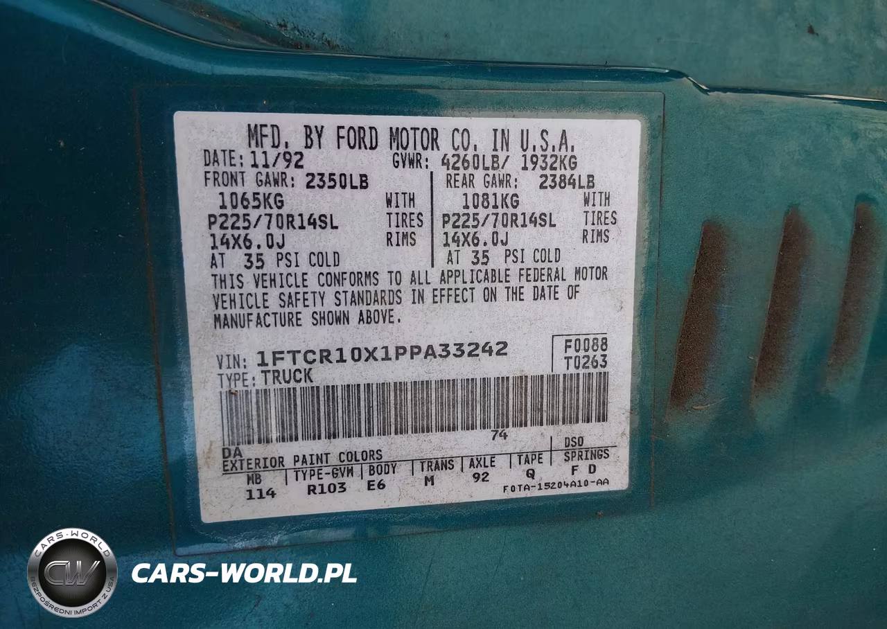 1993 Ford Ranger VIN:1FTCR10X1PPA33242 - 9