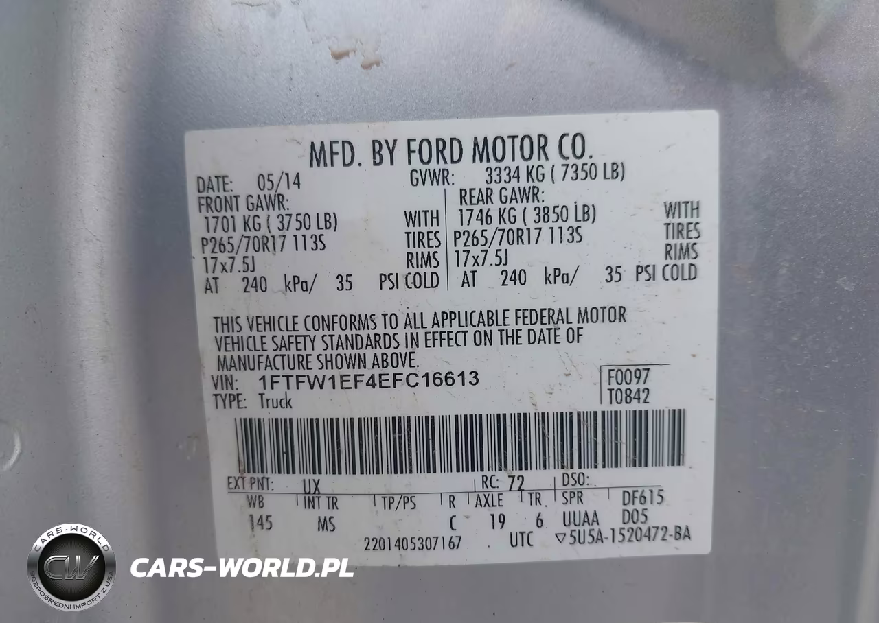 2014 Ford F-150 Xlt VIN:1FTFW1EF4EFC16613 - 9