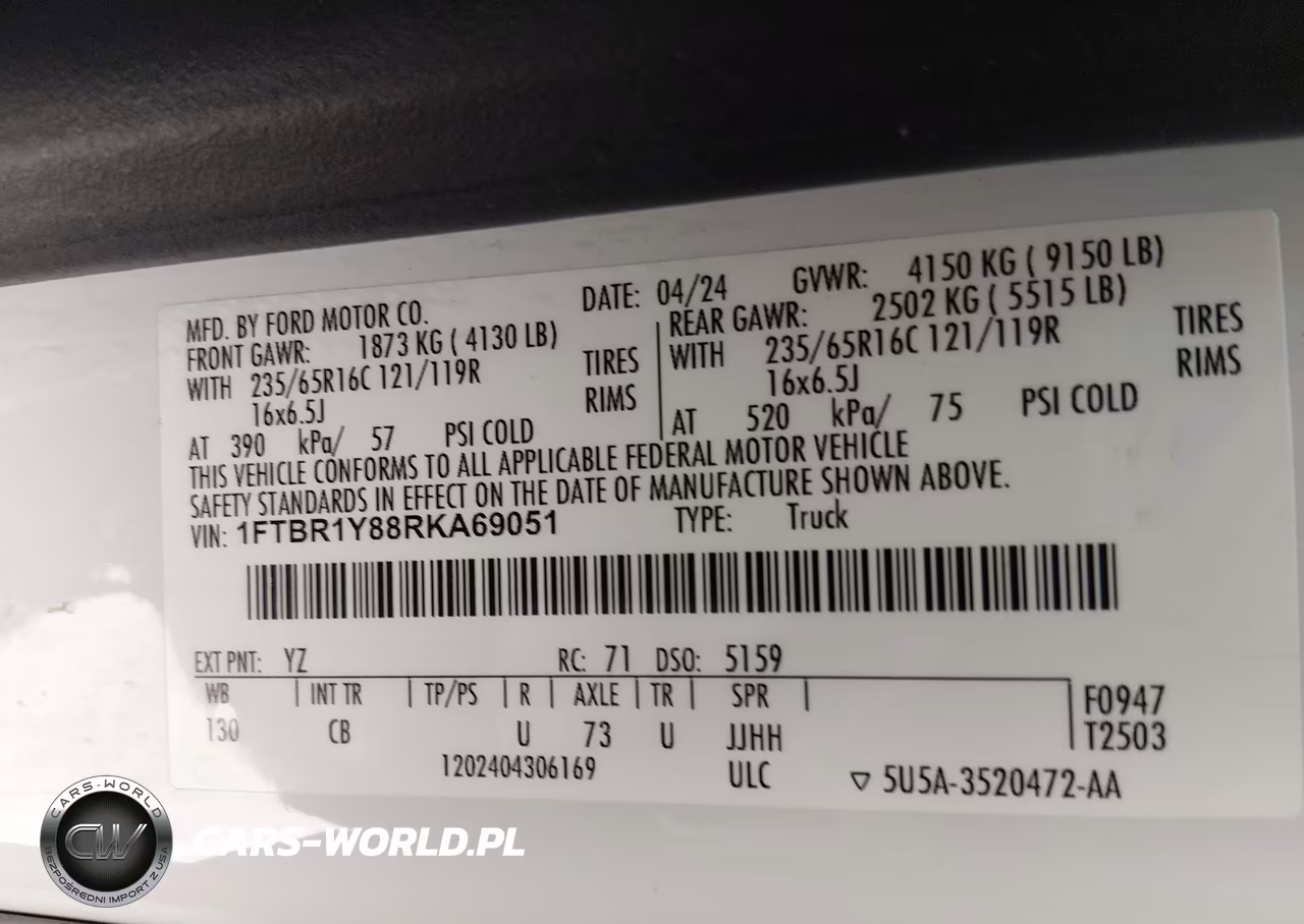 2024 Ford Transit-250 VIN:1FTBR1Y88RKA69051 - 9