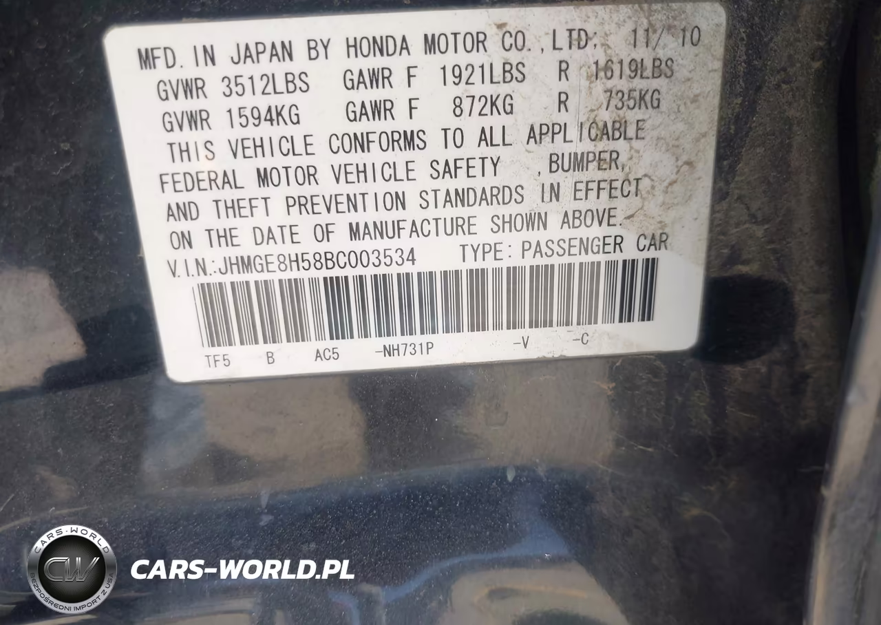 2011 Honda Fit Sport VIN:JHMGE8H58BC003534 - 9