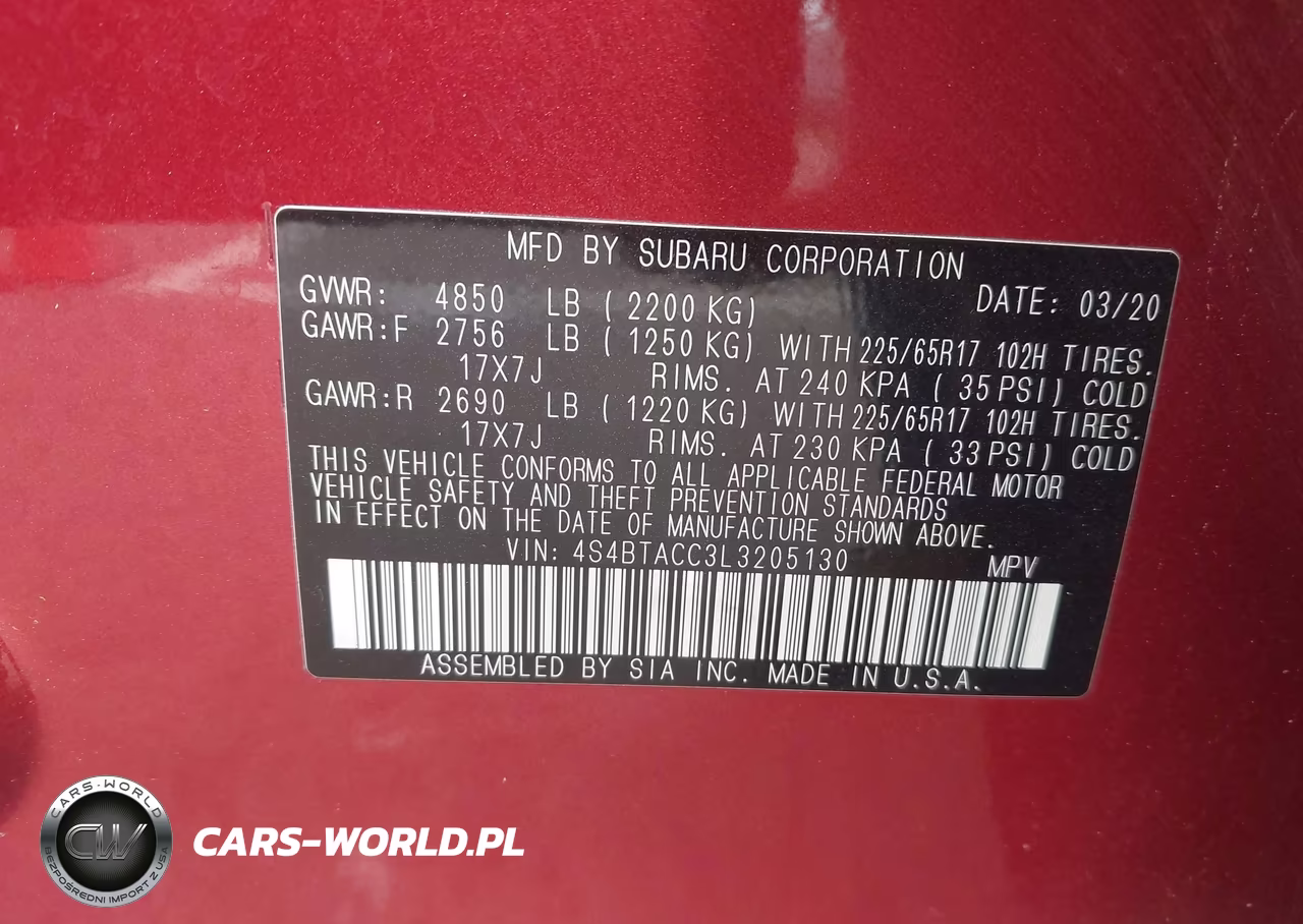 2020 Subaru Outback Premium VIN:4S4BTACC3L3205130 - 9