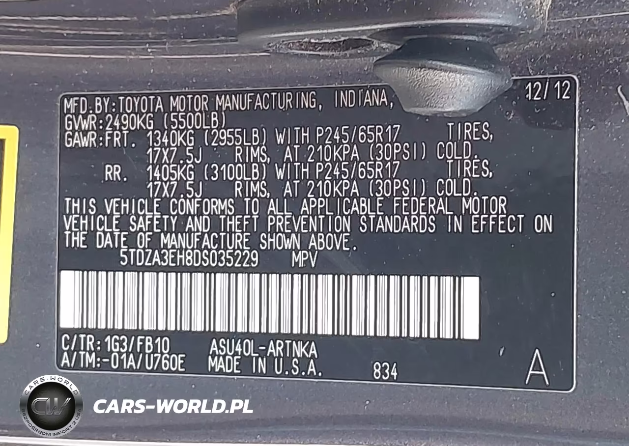 2013 Toyota Highlander VIN:5TDZA3EH8DS035229 - 9