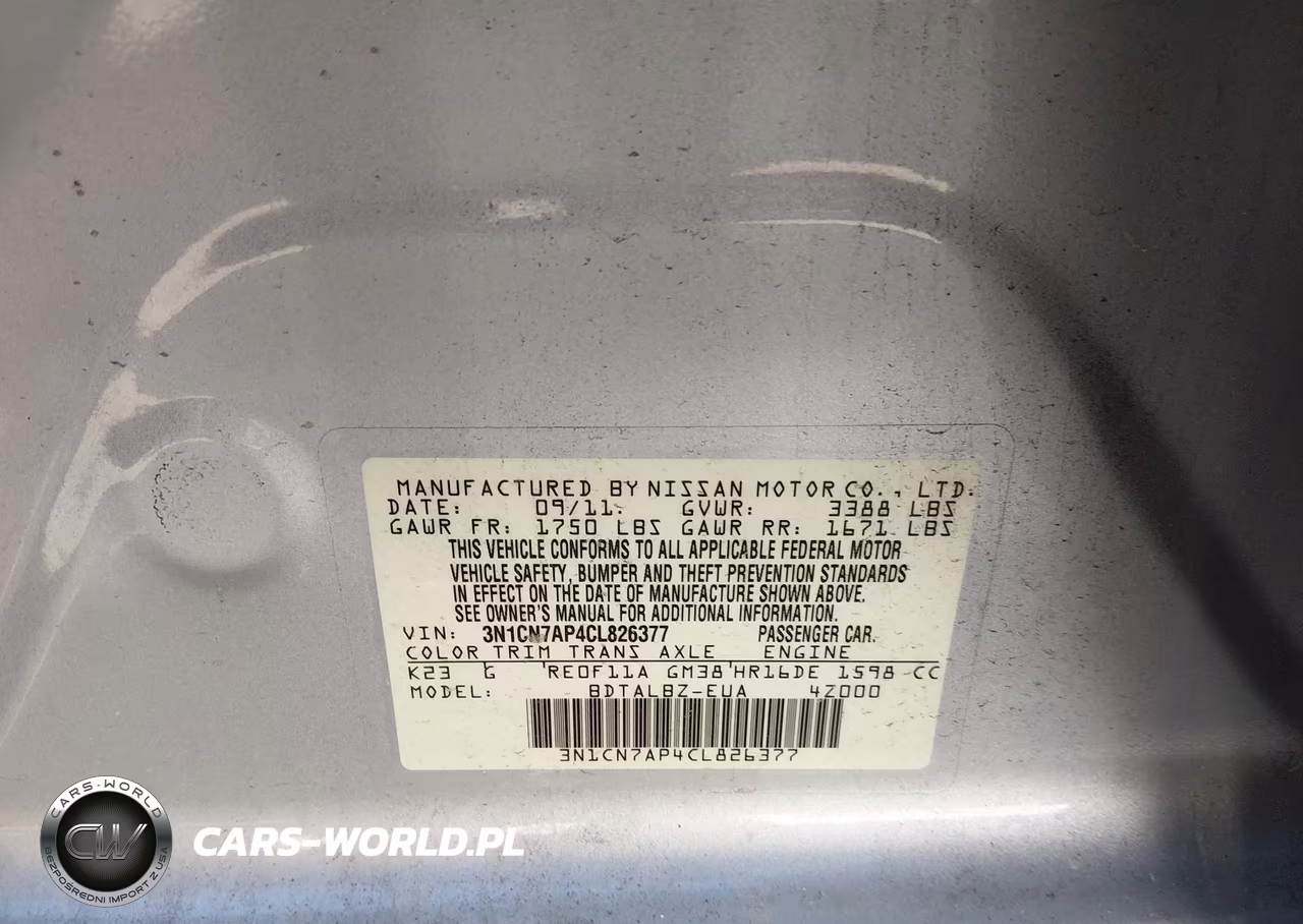 2012 Nissan Versa 1.6 Sv VIN:3N1CN7AP4CL826377 - 9