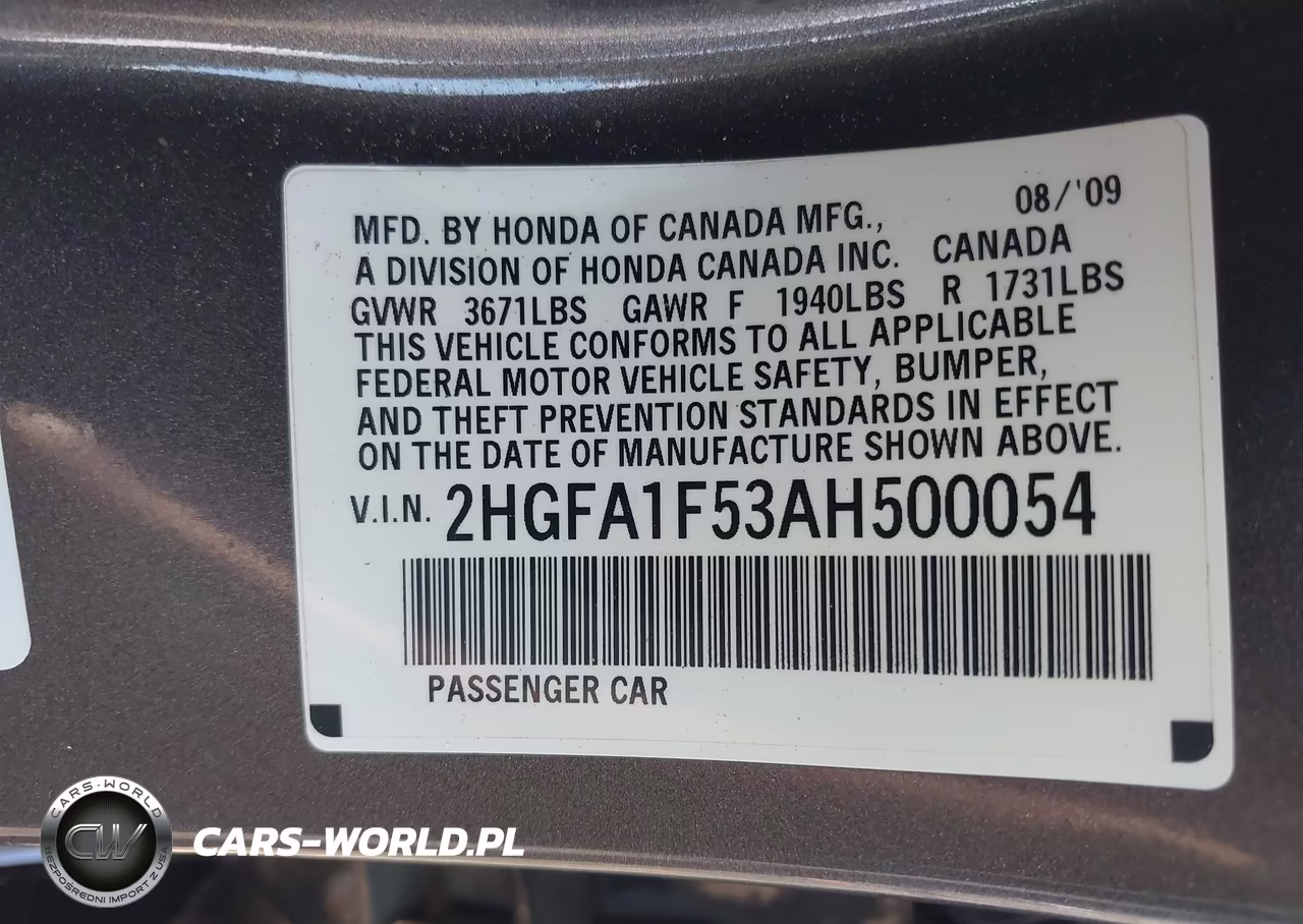 2010 Honda Civic Lx VIN:2HGFA1F53AH500054 - 9