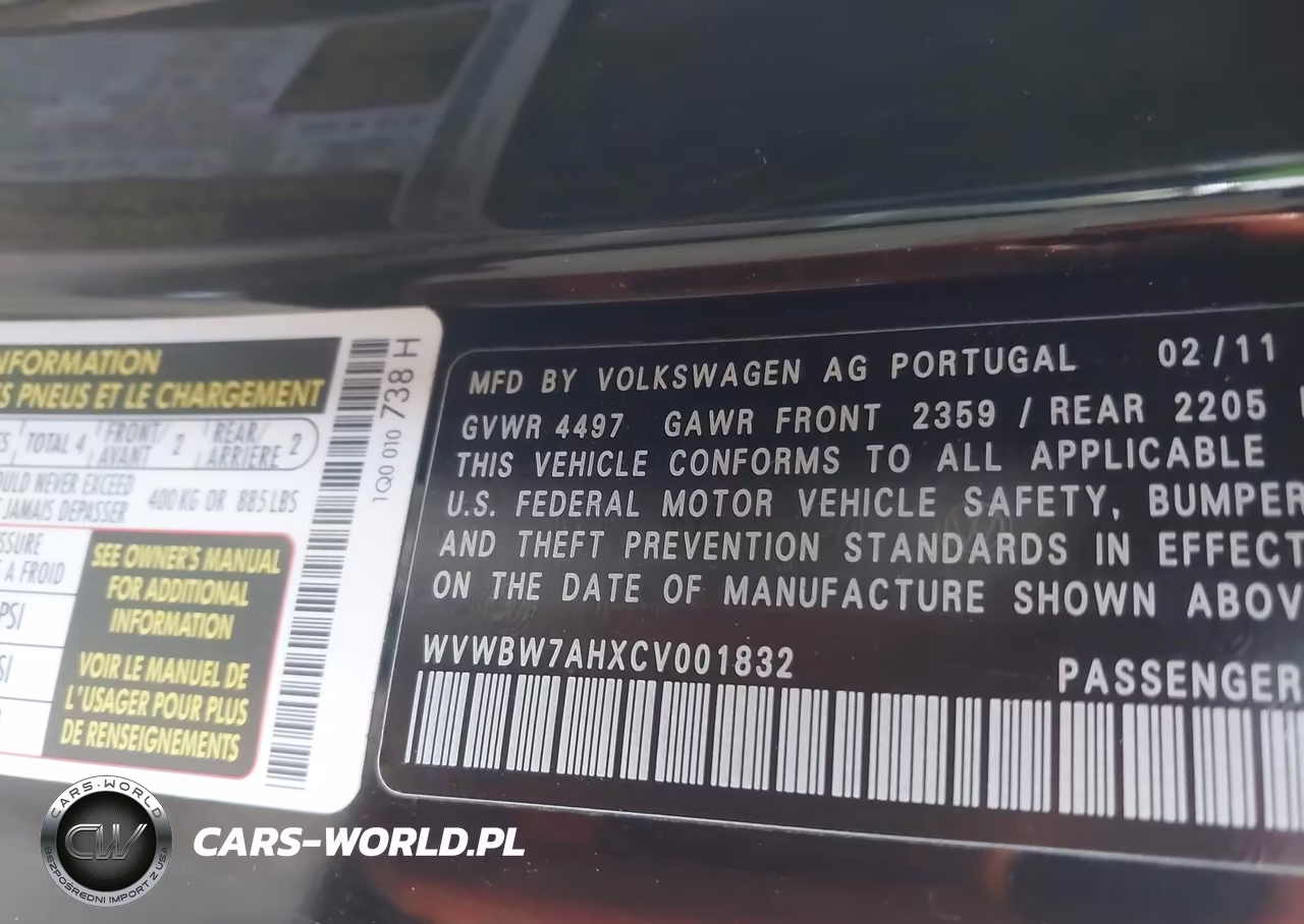 2012 Volkswagen Eos Komfort VIN:WVWBW7AHXCV001832 - 9