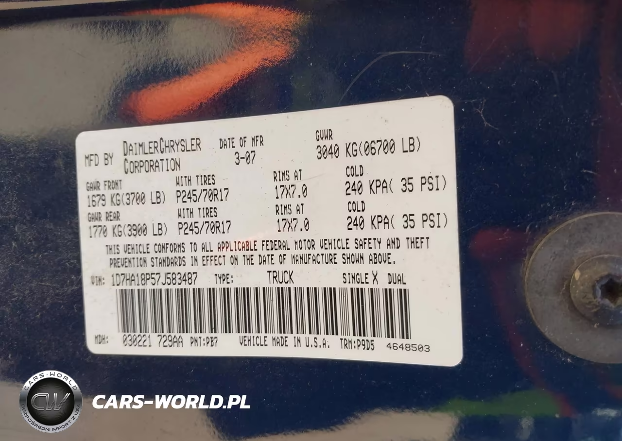 2007 Dodge Ram 1500 St VIN:1D7HA18P57J583487 - 9
