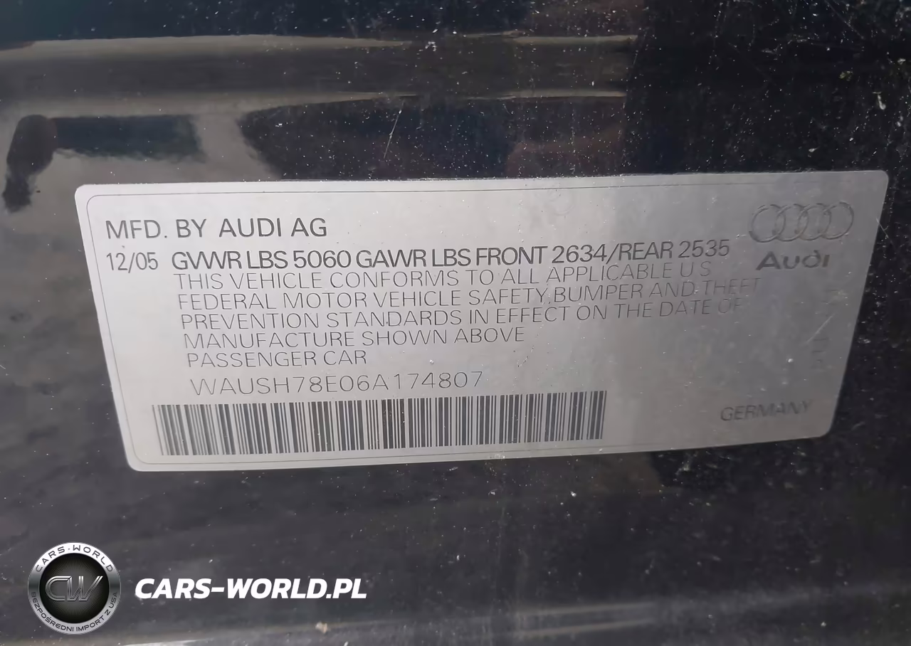 2006 Audi A4 3.2 Avant VIN:WAUSH78E06A174807 - 9