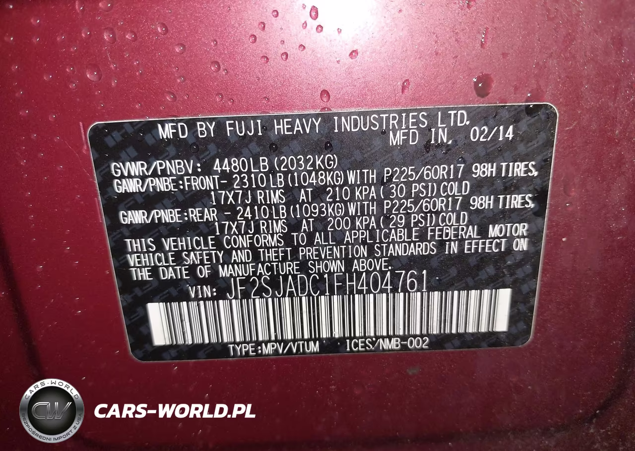 2015 Subaru Forester 2.5I Premium VIN:JF2SJADC1FH404761 - 9