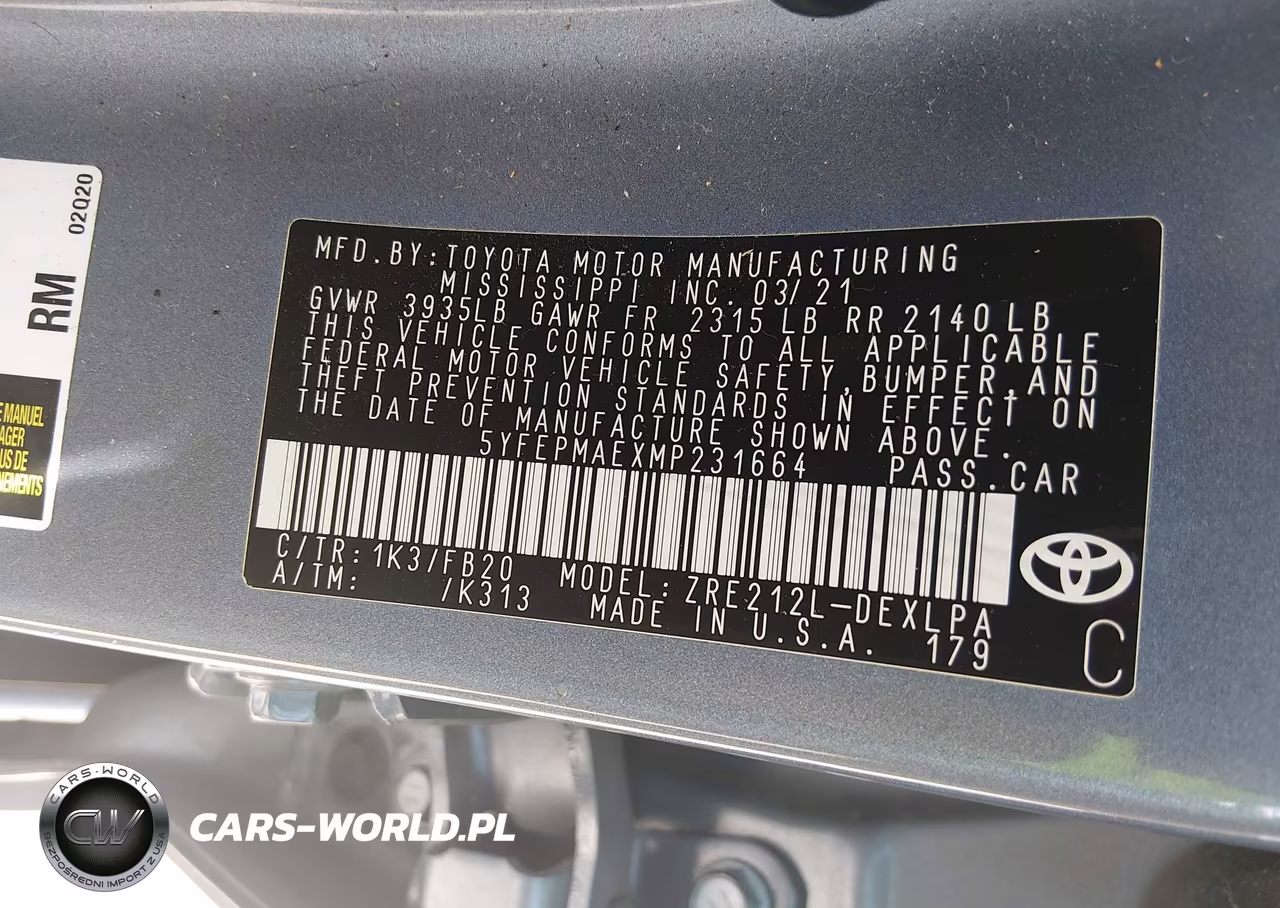 2021 Toyota Corolla Le VIN:5YFEPMAEXMP231664 - 9