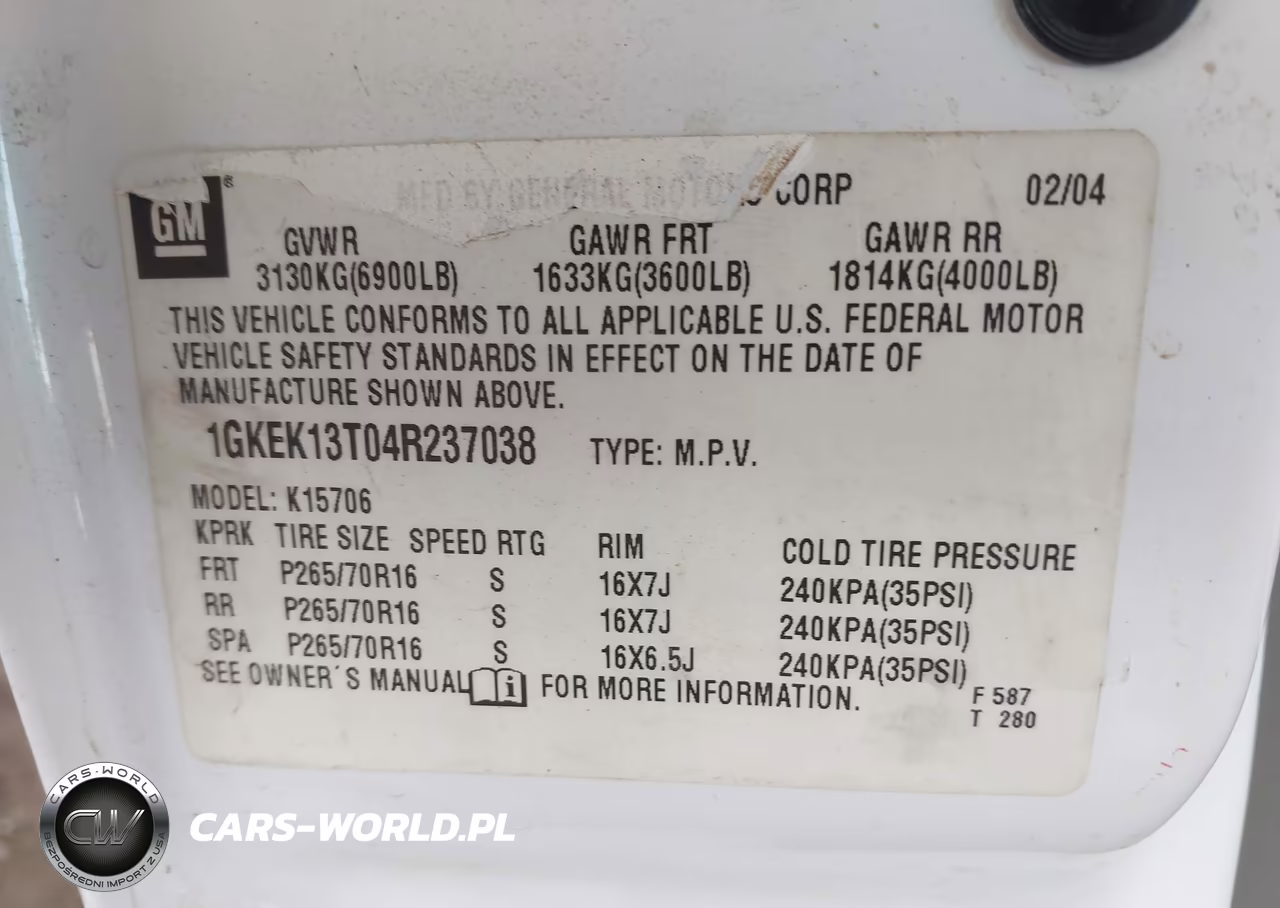 2004 GMC Yukon Sle VIN:1GKEK13T04R237038 - 9