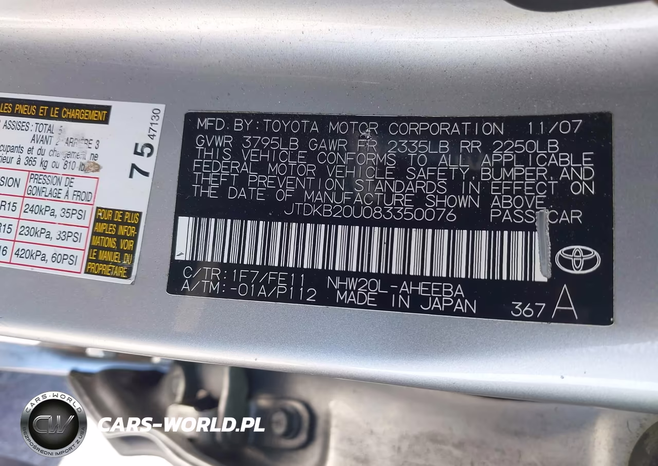 2008 Toyota Prius VIN:JTDKB20U083350076 - 9