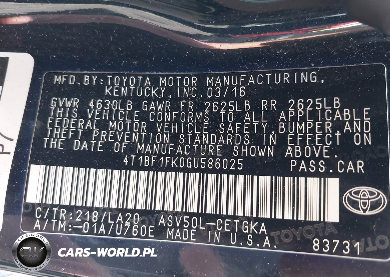2016 Toyota Camry Xle VIN:4T1BF1FK0GU586025 - 9