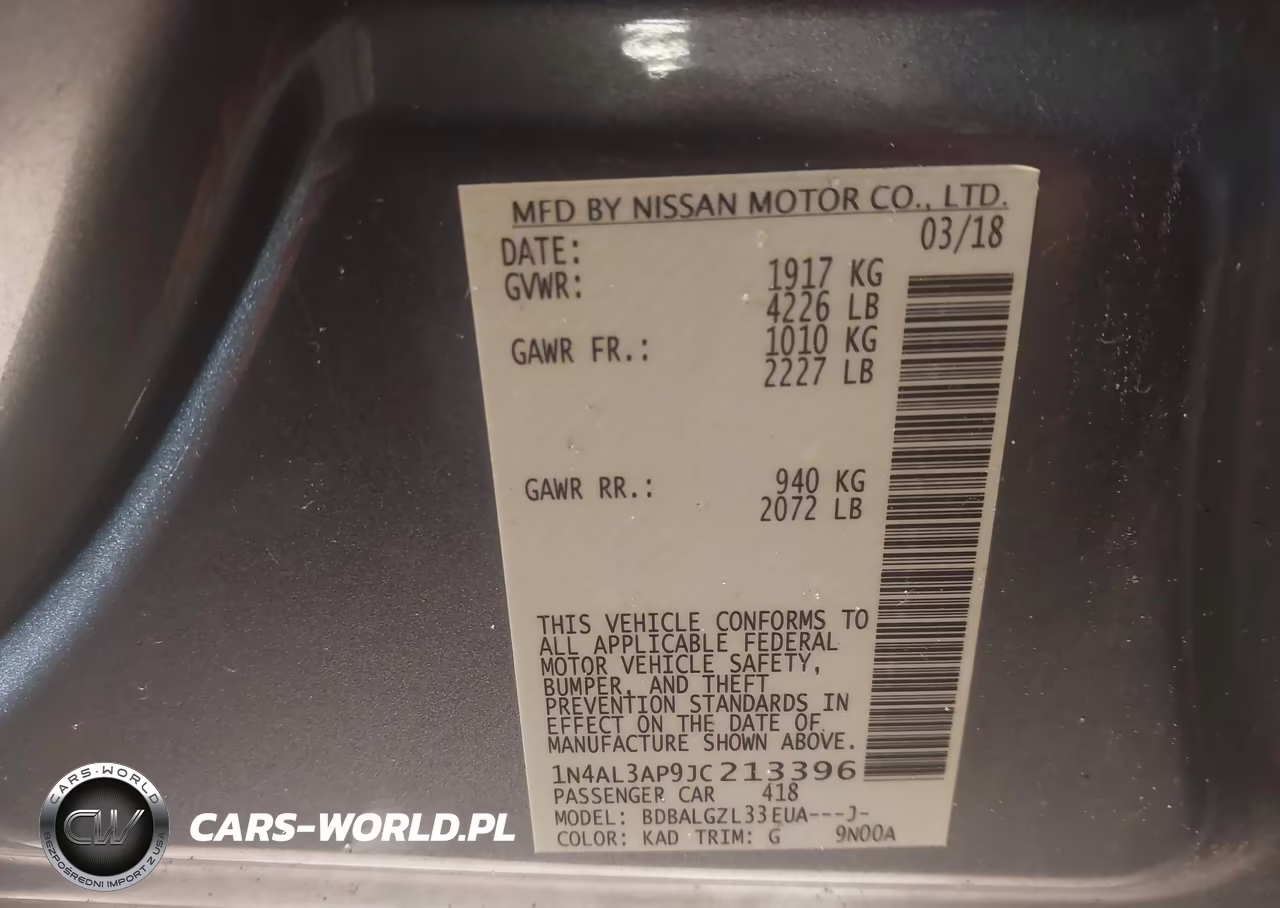 2018 Nissan Altima 2.5 S VIN:1N4AL3AP9JC213396 - 9