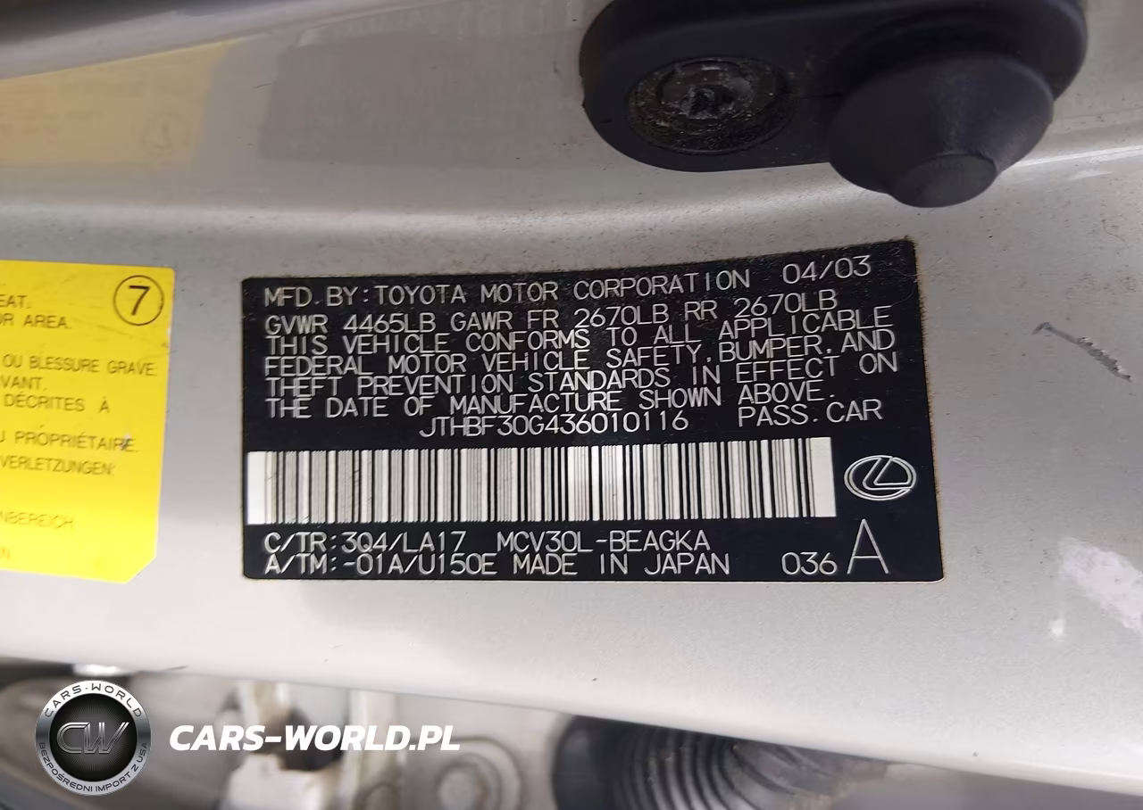 2003 Lexus Es 300 VIN:JTHBF30G436010116 - 9