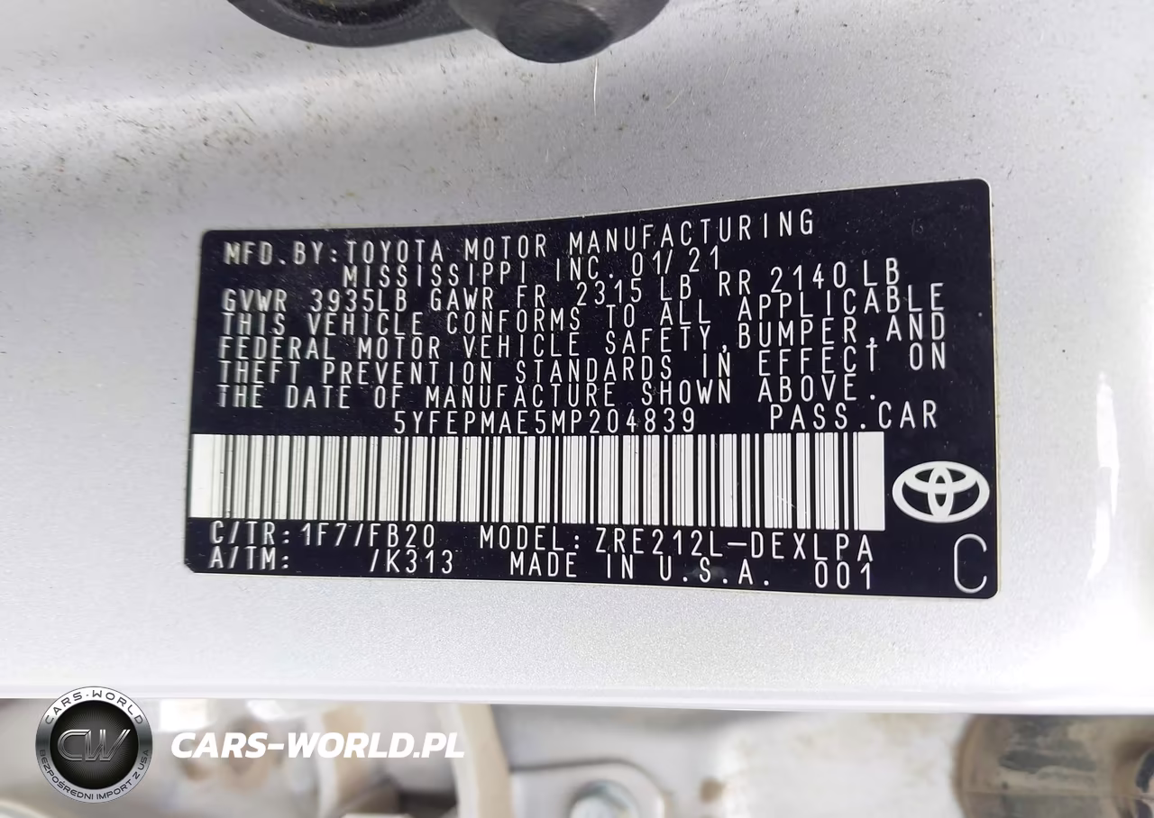 2021 Toyota Corolla Le VIN:5YFEPMAE5MP204839 - 9