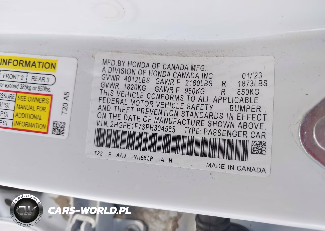 2023 Honda Civic Ex-Ex W-O Bsi VIN:2HGFE1F73PH304565 - 9