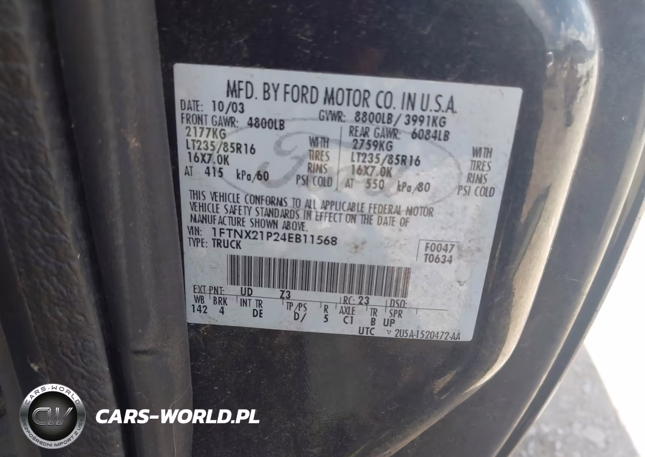 2004 Ford F-250 Lariat-Xl-Xlt VIN:1FTNX21P24EB11568 - 9