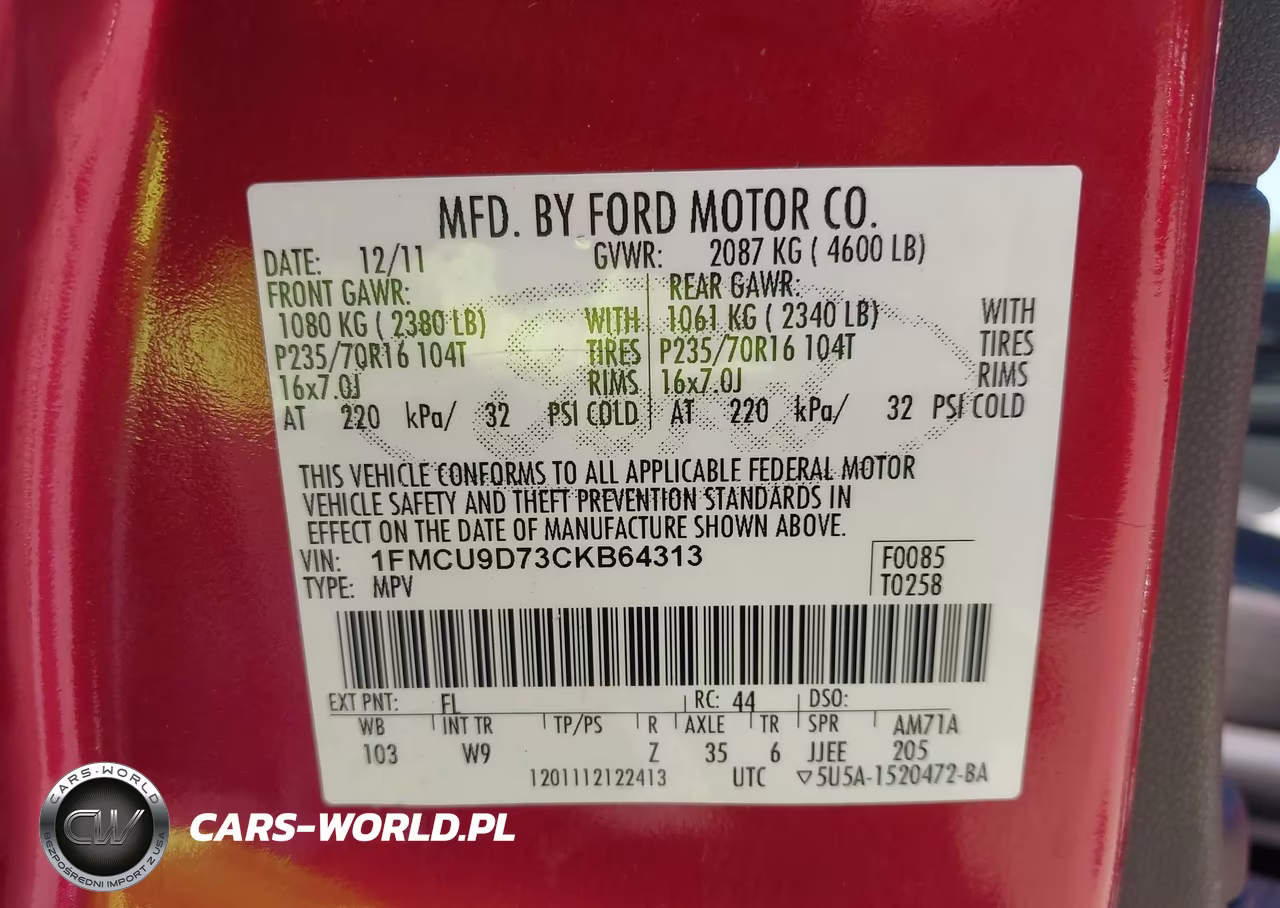 2012 Ford Escape Xlt VIN:1FMCU9D73CKB64313 - 9