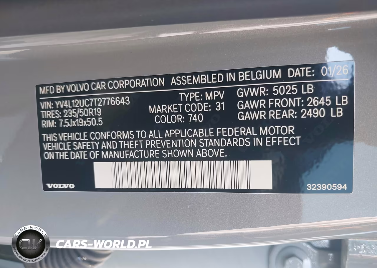 2026 Volvo Xc40 Plus, B5 Awd Gas (Mild Hybrid), Dark VIN:YV4L12UC7T2776643 - 9
