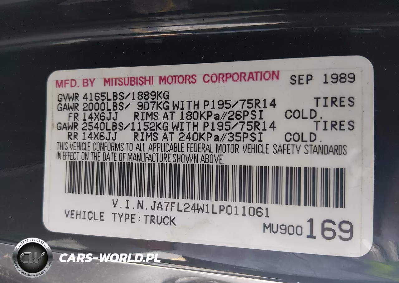 1990 Mitsubishi Mighty Max - S VIN:JA7FL24W1LP011061 - 9
