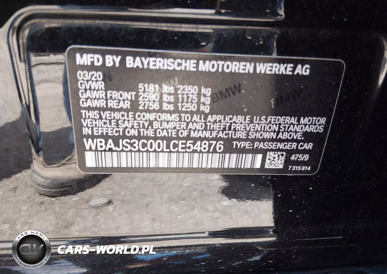 2020 BMW 540I xDrive VIN:WBAJS3C00LCE54876 - 9