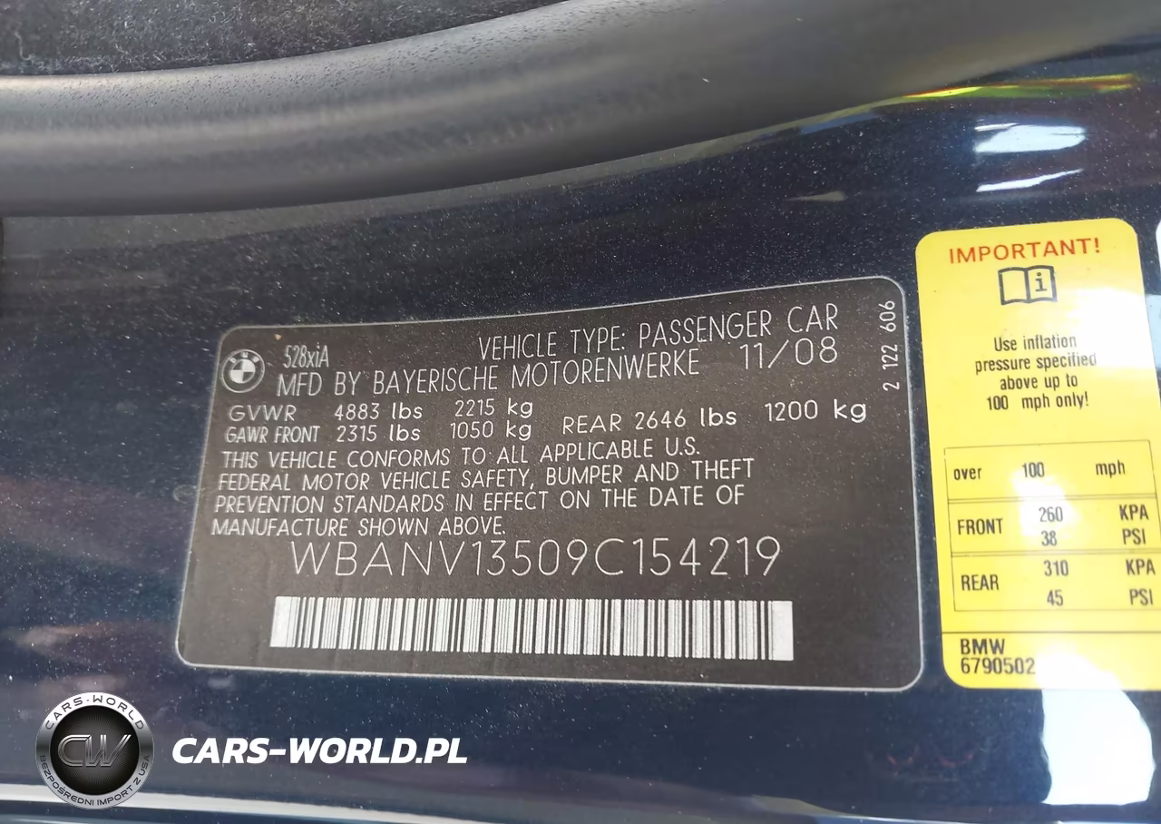 2009 BMW 528I xDrive VIN:WBANV13509C154219 - 9