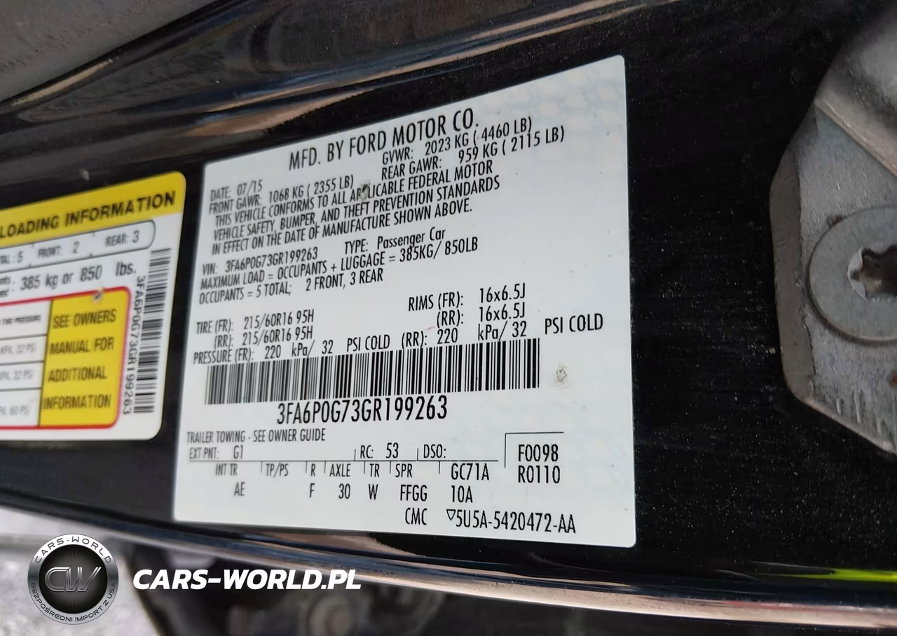 2016 Ford Fusion S VIN:3FA6P0G73GR199263 - 9